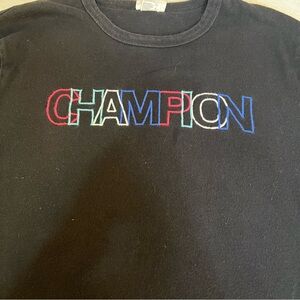 Vintage Champion Black Long Sleeve Logo Spell-out Shirt size Medium